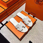 Hermes Oran Epsom White Slides - 1