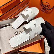Hermes Oran Epsom White Slides - 3