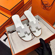 Hermes Oran Epsom White Slides - 2