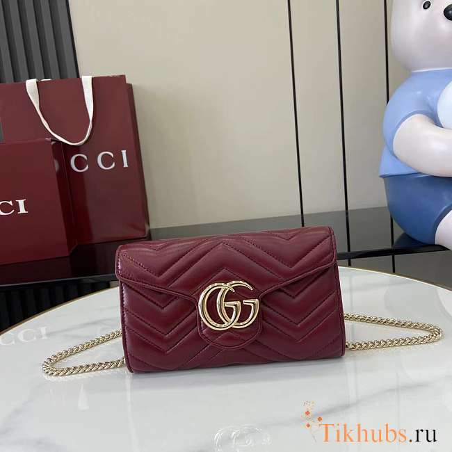 Gucci Wallet Chain Red Wine 20x12x4cm - 1