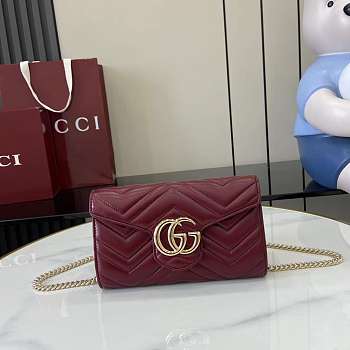 Gucci Wallet Chain Red Wine 20x12x4cm