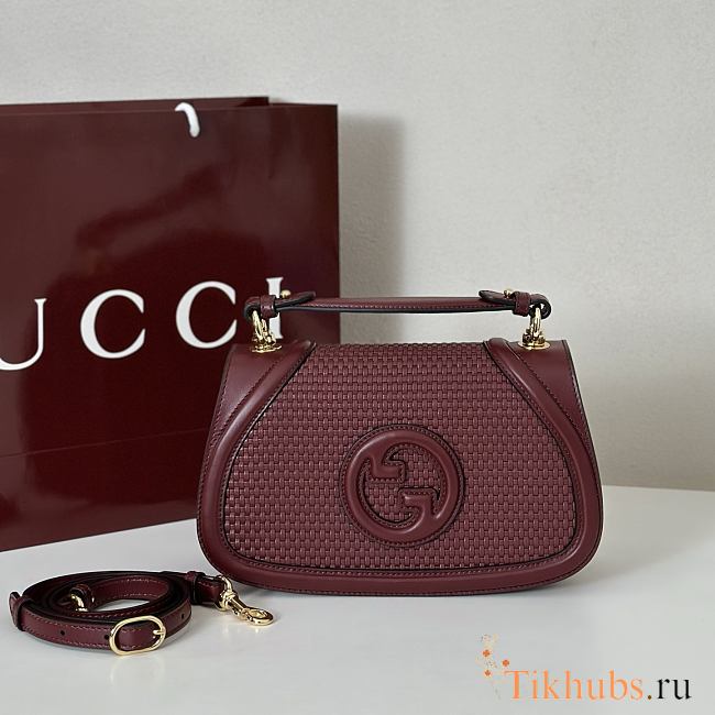 Gucci Blondie Medium Top Handle Bag Red Woven 27x17x7cm - 1
