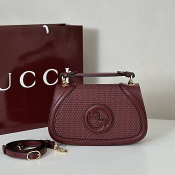 Gucci Blondie Medium Top Handle Bag Red Woven 27x17x7cm