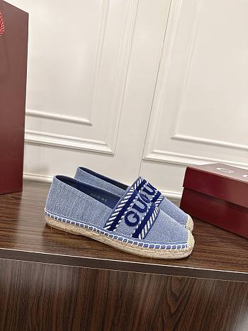 Gucci Women's Espadrille Blue Denim Flat