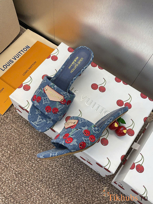Louis Vuitton LV Blue Denim Cherry Heel 5.5cm - 1