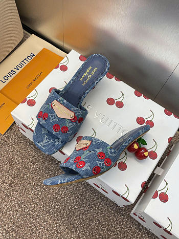 Louis Vuitton LV Blue Denim Cherry Heel 5.5cm