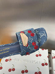 Louis Vuitton LV Blue Denim Cherry Heel 5.5cm - 4