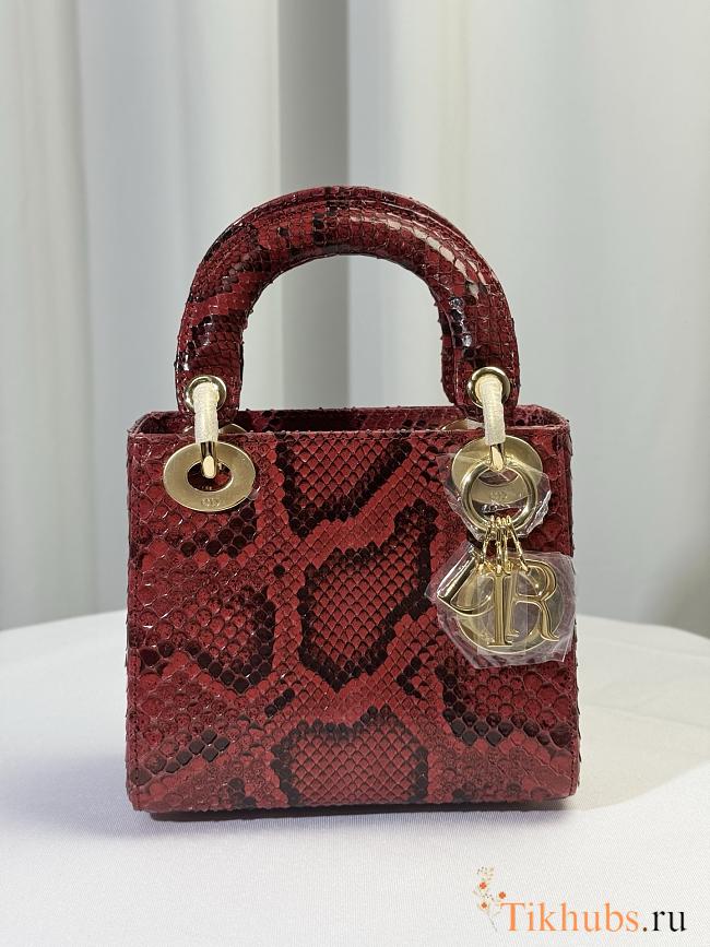 Dior Mini Lady Bag Red Python Leather 17cm - 1