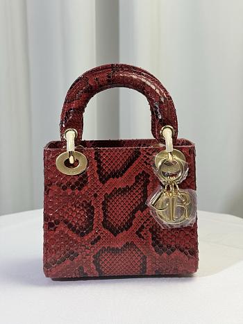 Dior Mini Lady Bag Red Python Leather 17cm