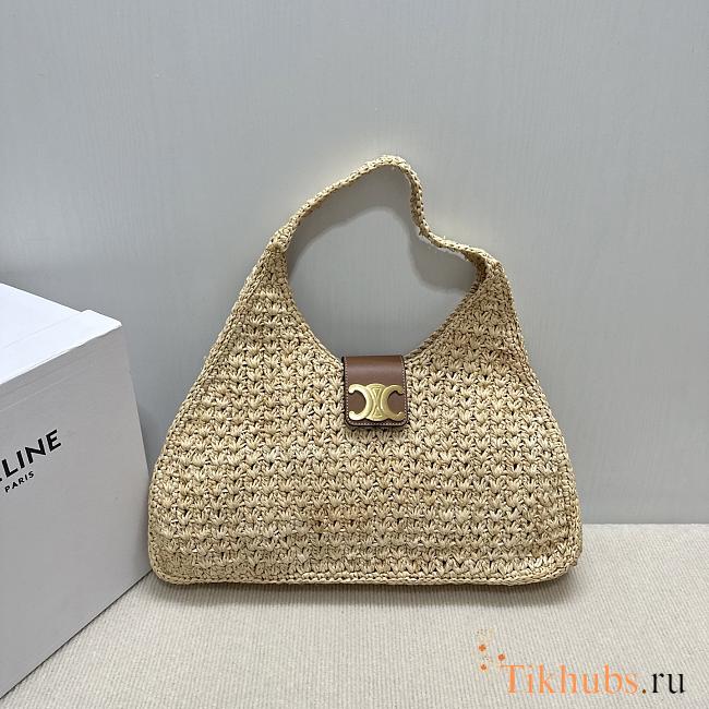 Celine Cabas Triangle Raffia Calfskin 45x23x6cm - 1