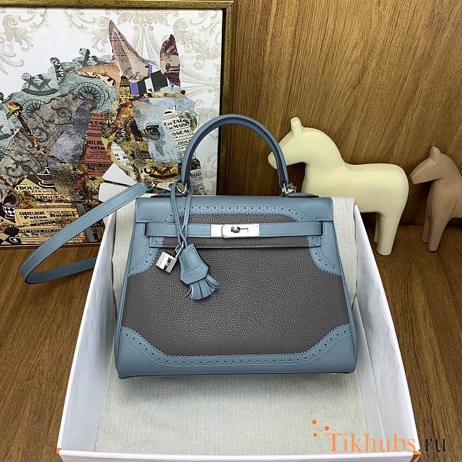 Hermes Kelly Bag Blue Grey 28cm - 1
