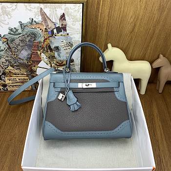 Hermes Kelly Bag Blue Grey 28cm