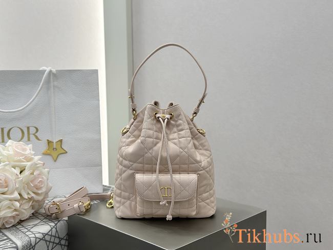 Dior Small Caro Bucket Bag Light Pink Lambskin 20x24x9cm - 1
