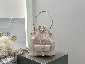 Dior Small Caro Bucket Bag Light Pink Lambskin 20x24x9cm
