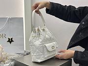 Dior Small Caro Bucket Bag White Lambskin 20x24x9cm - 2
