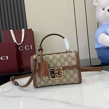 Gucci Small Padlock Top Handle Bag Brown 20x13.5x8cm
