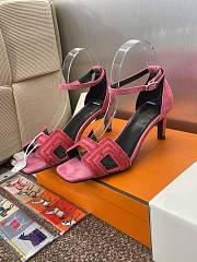 Hermes Joy 70 Sandal Rose Amarante Heel - 4