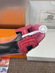 Hermes Joy 70 Sandal Rose Amarante Heel - 3