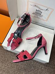 Hermes Joy 70 Sandal Rose Amarante Heel - 2