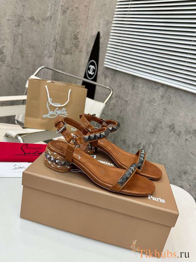 Christian Louboutin Pyrasand 30 mm Strappy Brown Sandals - 1