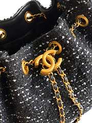 Chanel 25 Small Handbag Black Tweed 30x26x14cm - 3