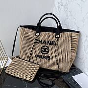 Chanel Deauville Tote Bag Beige Black 38cm - 1