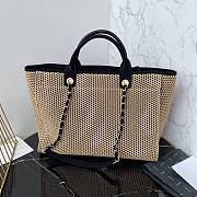 Chanel Deauville Tote Bag Beige Black 38cm - 3