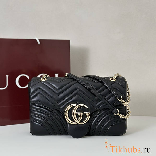 Gucci GG Marmont Large Shoulder Bag Black 30.5x18x8cm - 1