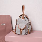 Miu Miu Canvas Leather Backpack Grey 22x18x15cm - 6