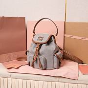Miu Miu Canvas Leather Backpack Grey 22x18x15cm - 5