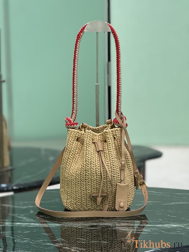 Prada Crochet Mini Bucket Bag Natural 19.5x15.5x10cm - 1