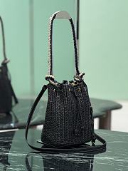 Prada Crochet Mini Bucket Bag Black 19.5x15.5x10cm - 4