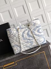 Chanel Shopping Bag Denim Light Blue White 37x28.5x13cm - 3
