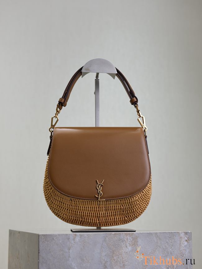 YSL Mini Voltaire Top Handle Bag Wicker 20x22x7.5cm - 1