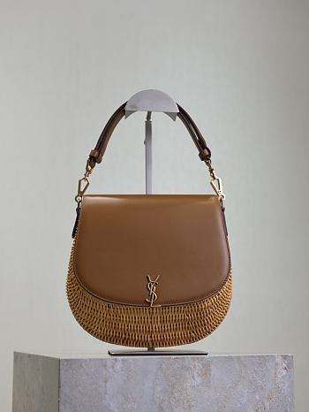 YSL Mini Voltaire Top Handle Bag Wicker 20x22x7.5cm