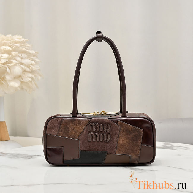 Miu Miu Beau Leather Patchwork Dark Brown Bag 27x12x8cm - 1