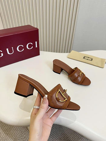 Gucci Slides Sandal With Horsebit Brown 5cm