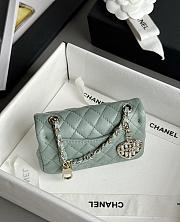 Chanel Flap Bag Mini with Hook Lambskin Gold Light Green 12.5x8x5cm - 5