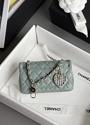Chanel Flap Bag Mini with Hook Lambskin Gold Light Green 12.5x8x5cm - 4