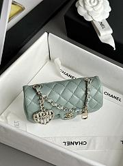 Chanel Flap Bag Mini with Hook Lambskin Gold Light Green 12.5x8x5cm - 2