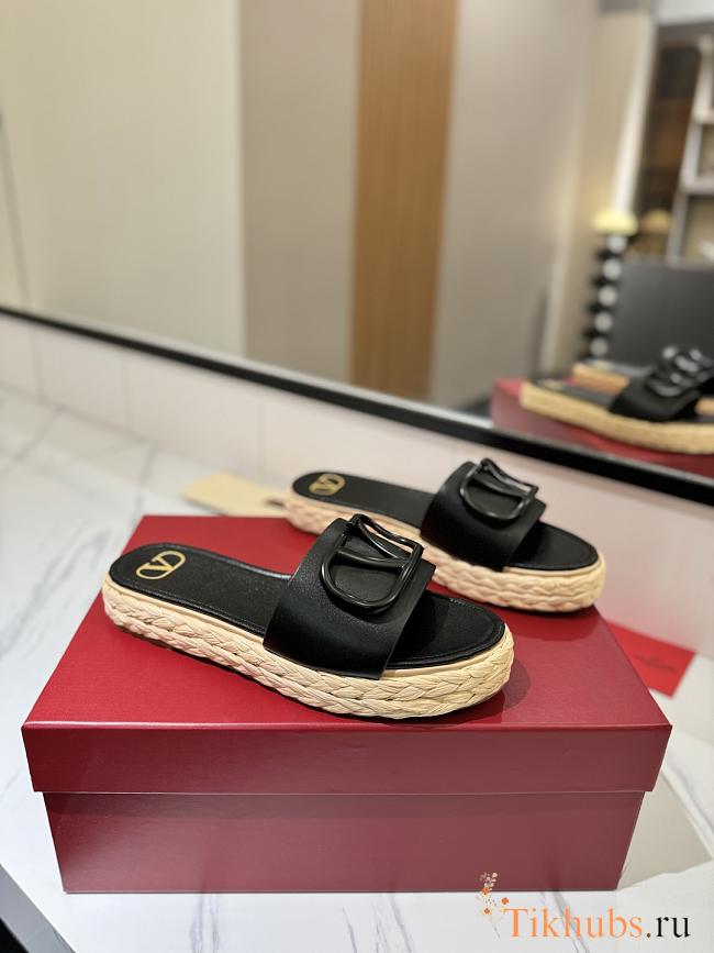 Valentino Garavani VLogo Black Slides - 1