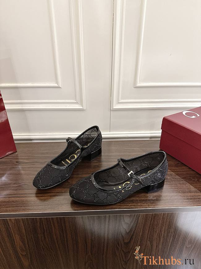 Gucci GG Mary-jane Pumps Mesh Black - 1