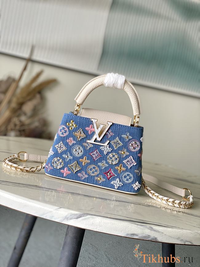 Louis Vuitton LV Mini Capucines Denim 21x13.6x8cm - 1