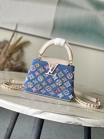Louis Vuitton LV Mini Capucines Denim 21x13.6x8cm