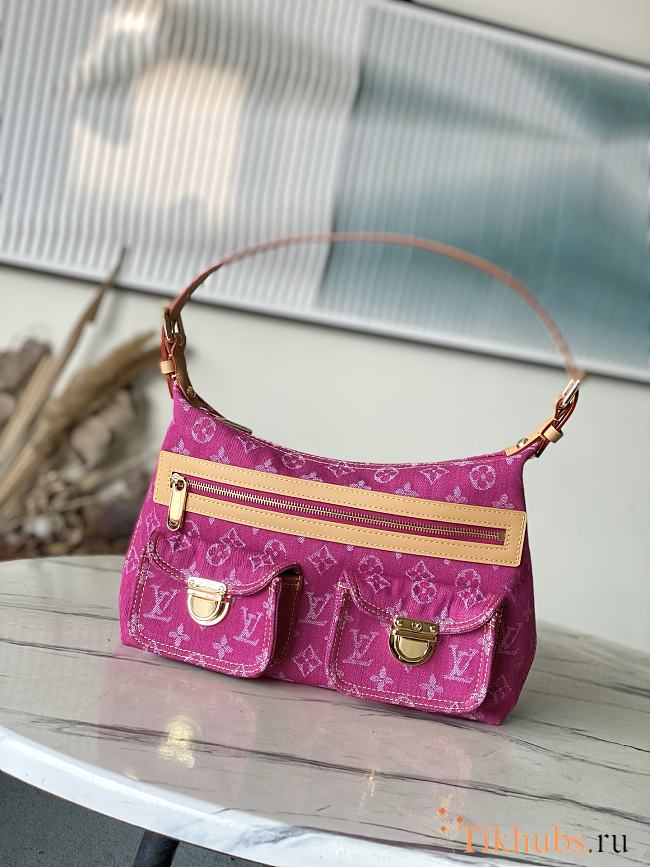 Louis Vuitton LV Monogram Denim Buggy PM Bag Pink 30x22x13cm - 1