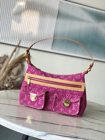 Louis Vuitton LV Monogram Denim Buggy PM Bag Pink 30x22x13cm