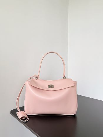 Balenciaga Rodeo Small Handbag Pink Smooth 27x8x21cm