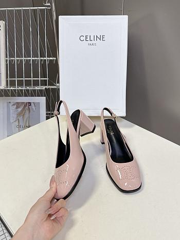 Celine Lily Perforated Triomphe Slingback Patent Pink 6.5cm