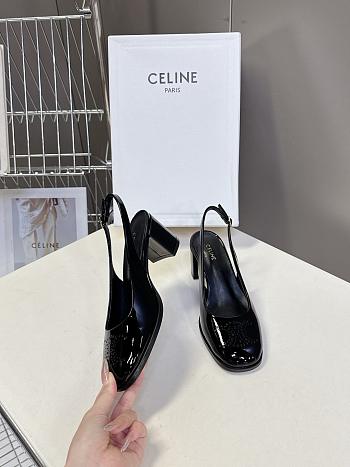 Celine Lily Perforated Triomphe Slingback Patent Black 6.5cm