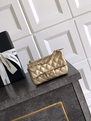 Chanel Flap Bag Mini with Hook Lambskin Gold 12.5x8x5cm